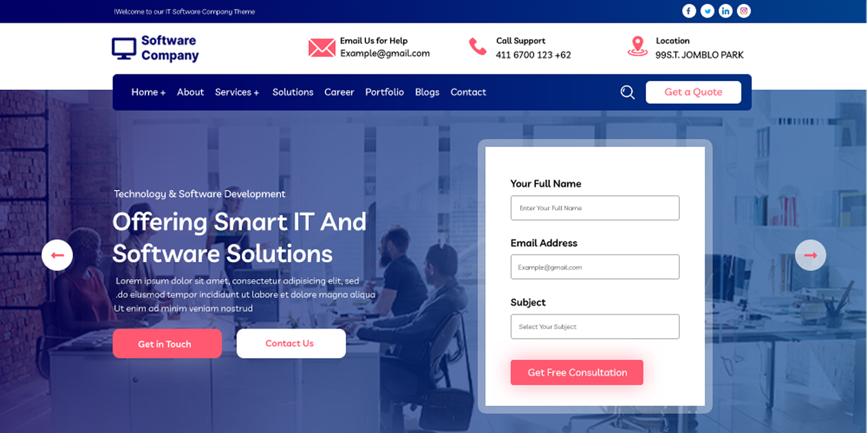 Free Software Company WordPress Theme