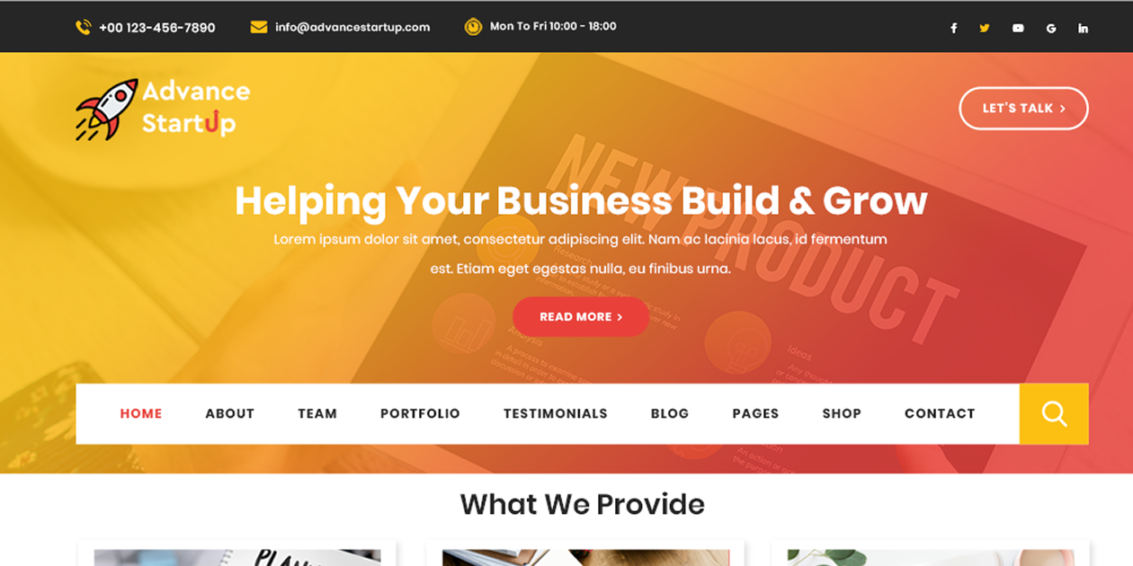 Free Startup WordPress Theme