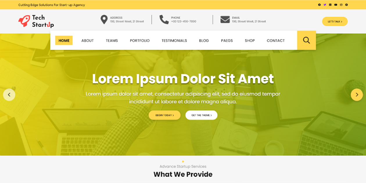 Free Tech Startup WordPress Theme
