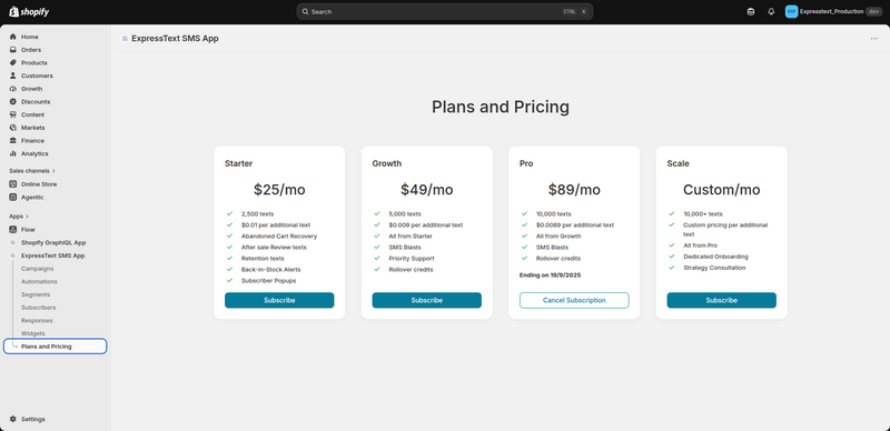 Shopify Billing: Plan Selection & Permissions