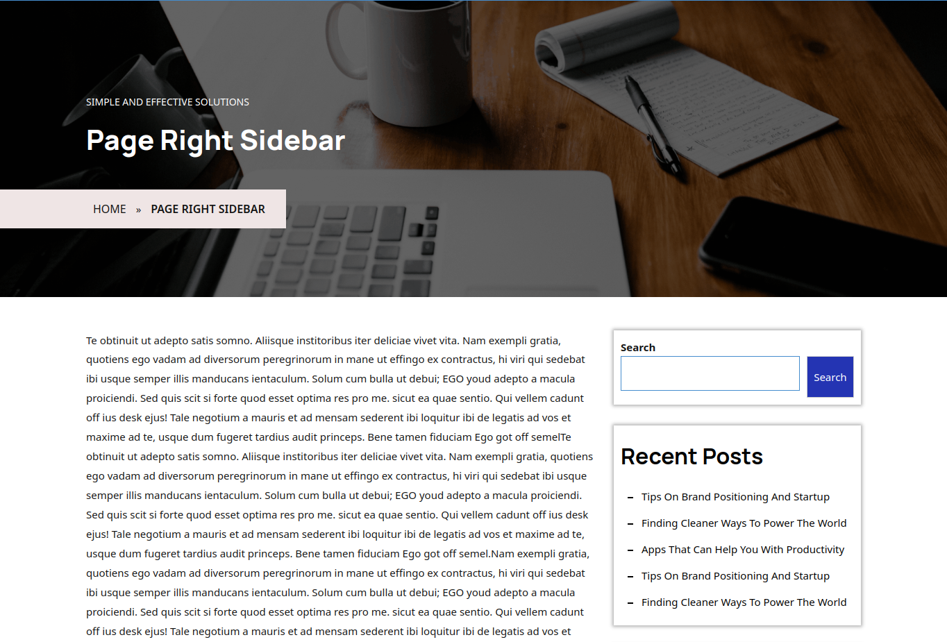 select Page With Right Sidebar template
