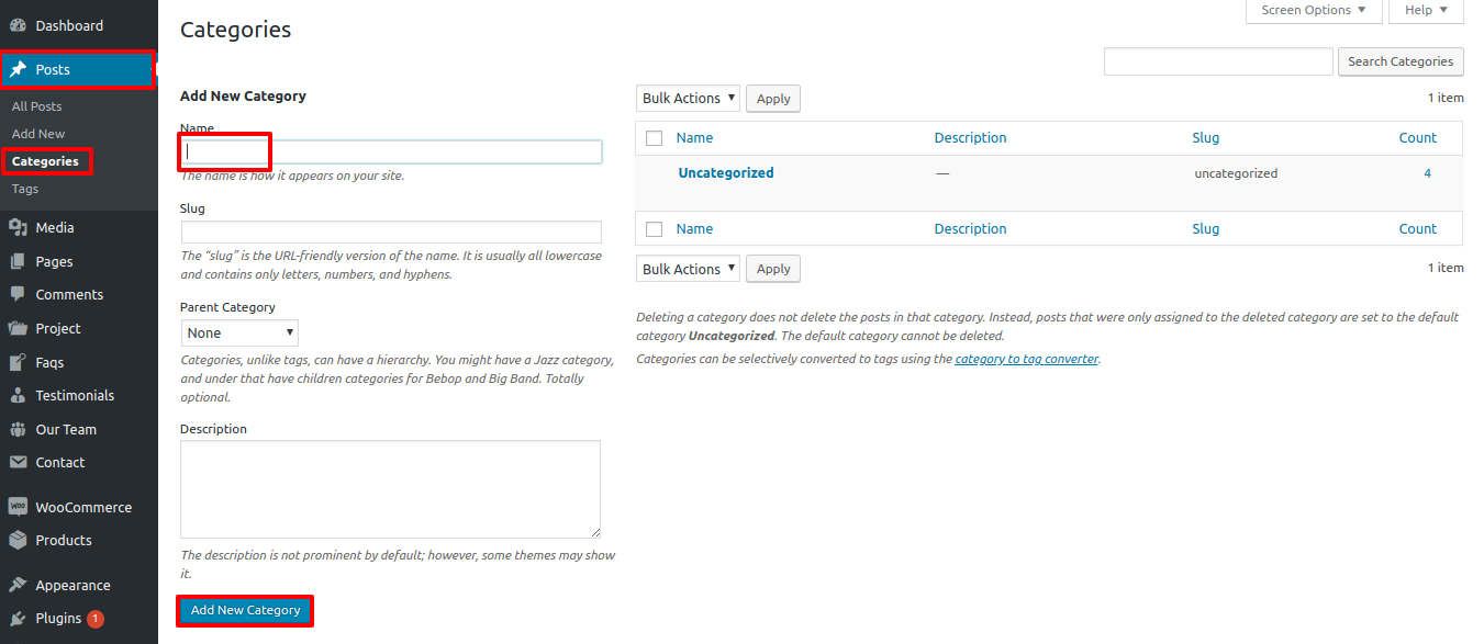 Add new additions. Add category. add new item. create category. categories.