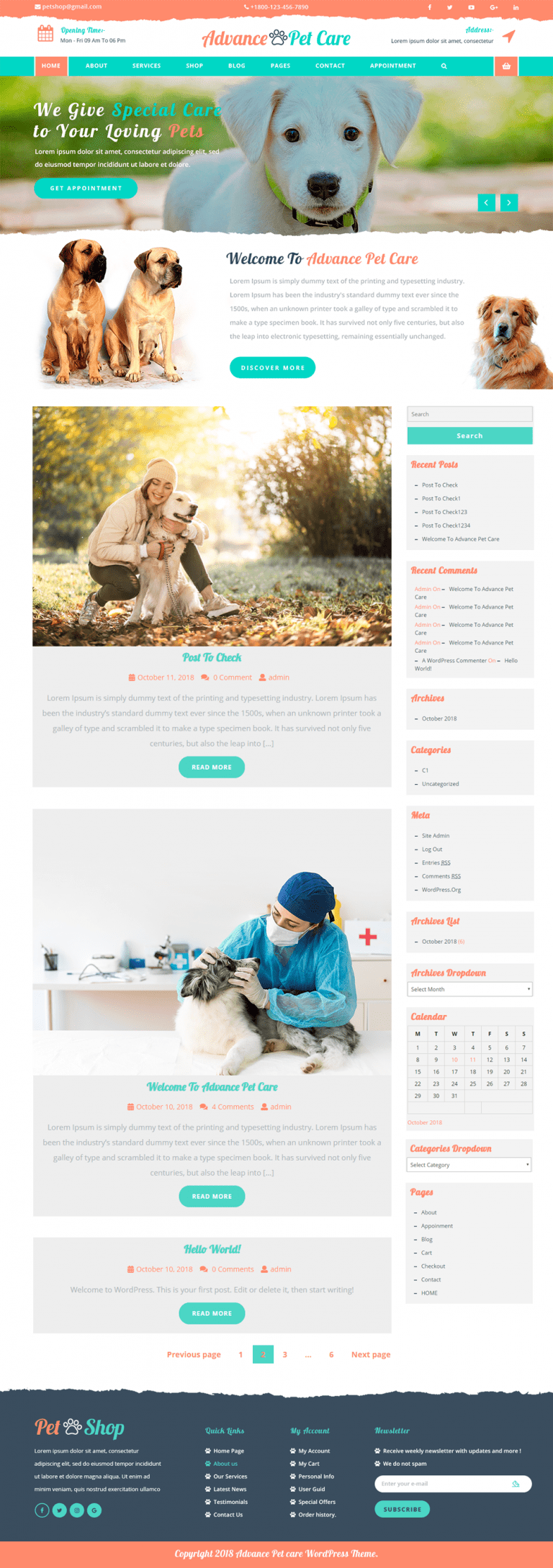 Best Responsive Free Pet WordPress Theme Available Online