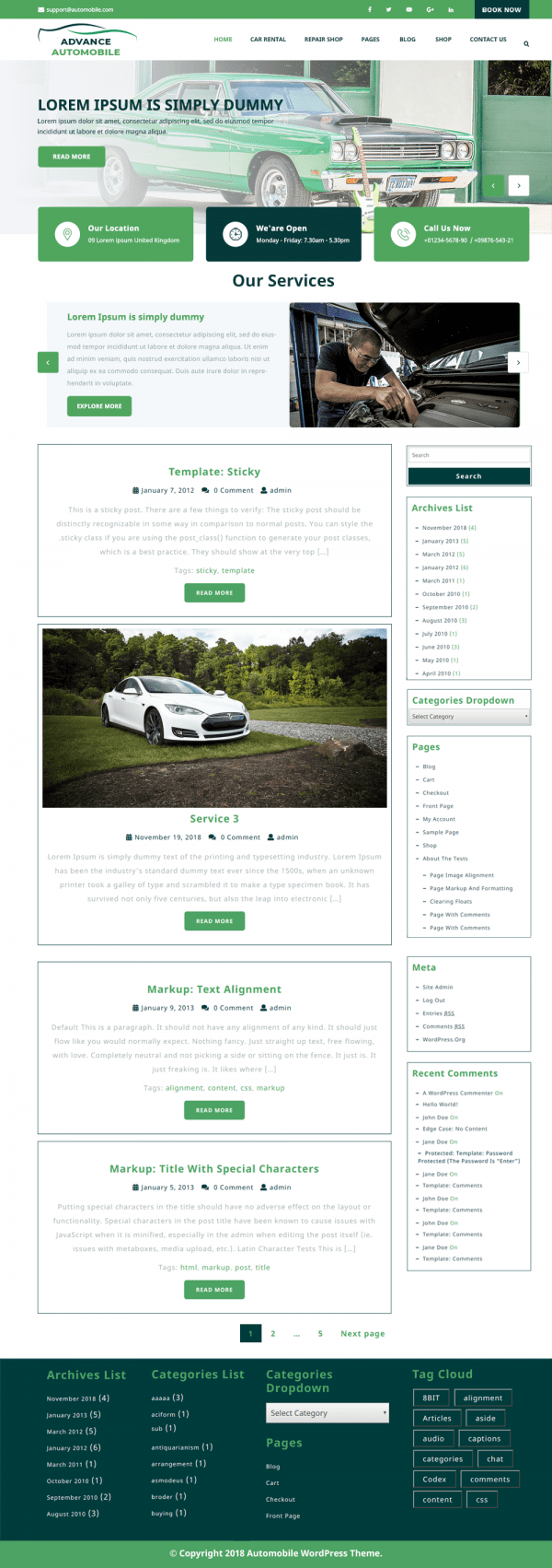 Free Automobile WordPress Theme