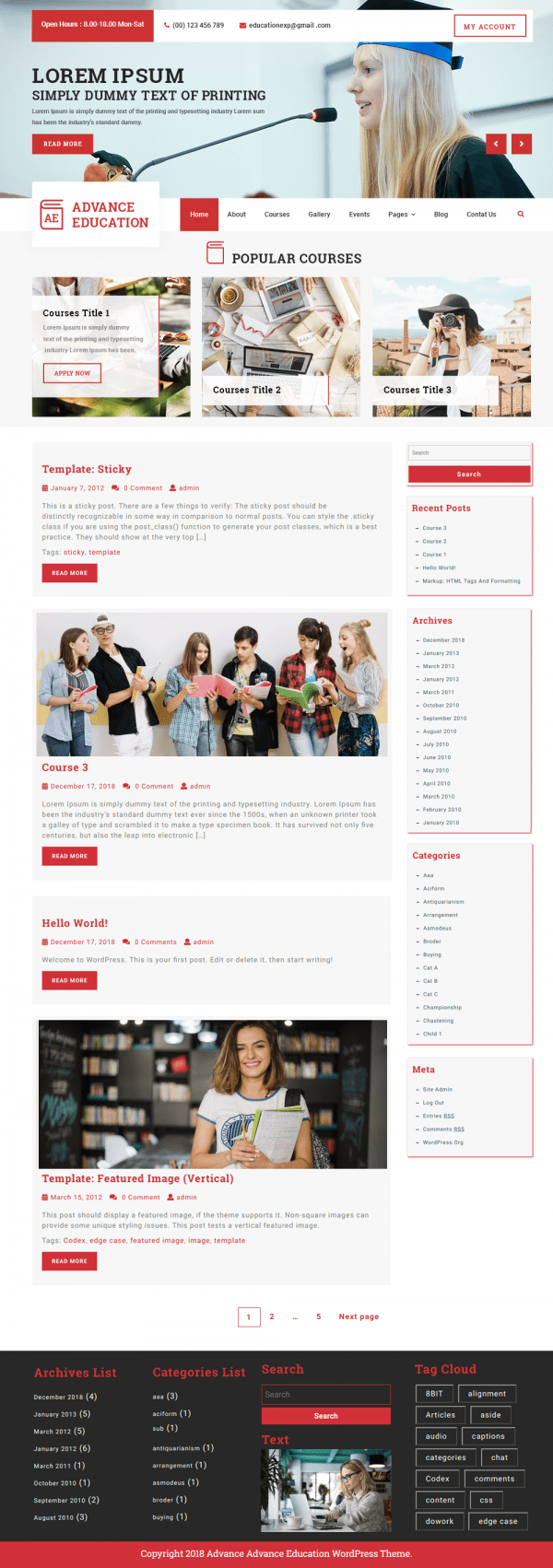 Free Education WordPress Theme