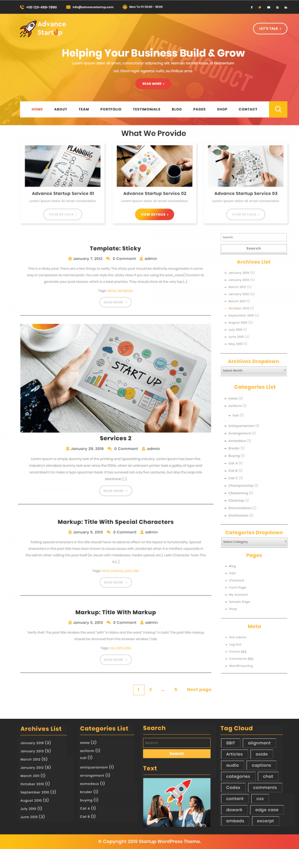 Free Startup WordPress Theme