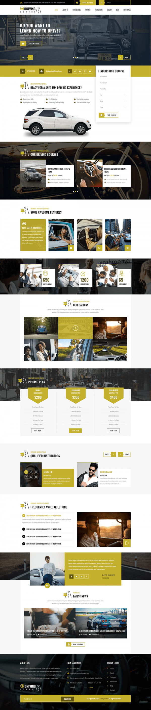 Driving School WordPress Theme