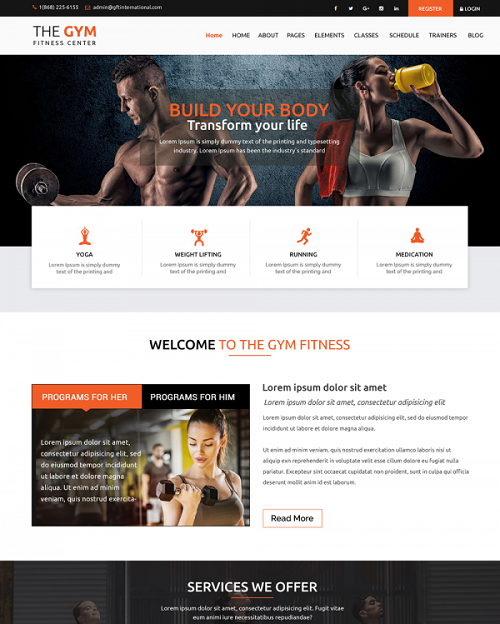 fitness WordPress theme