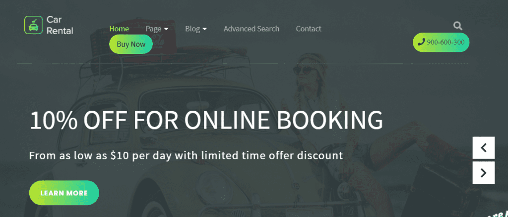 best Free Car Rental WordPress Theme