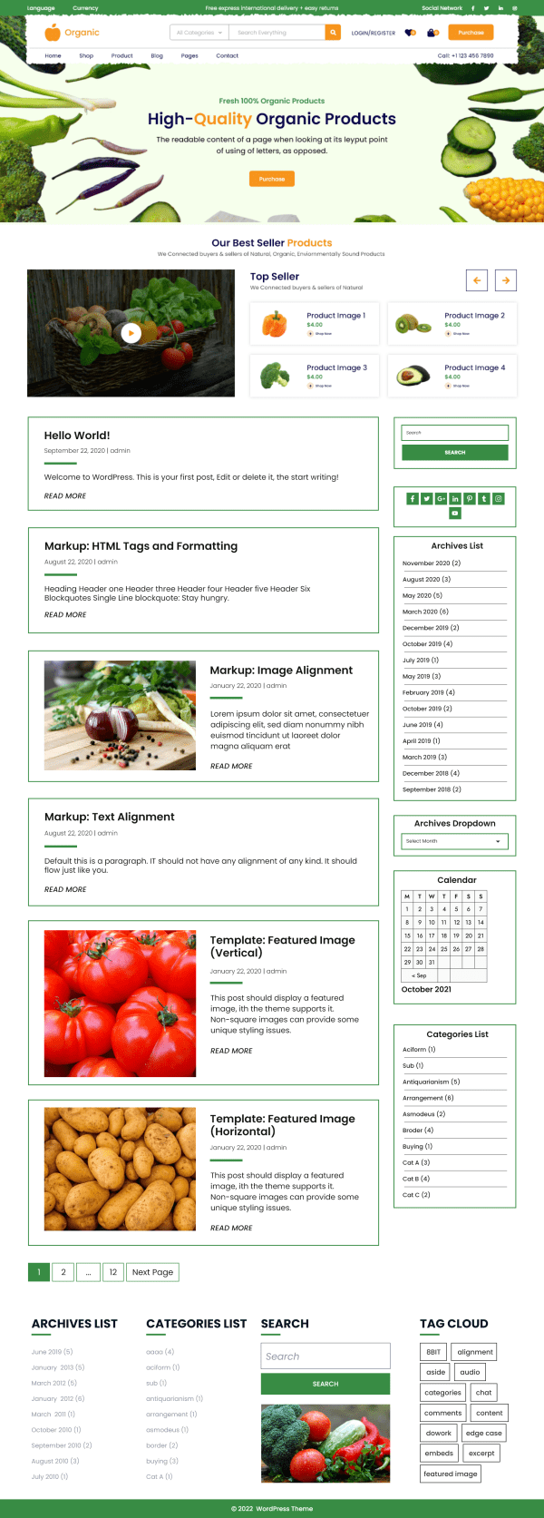 Free Organic WordPress Theme